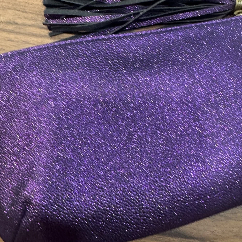 VERA WANG  Purple Corin Clutch with Gold Accents